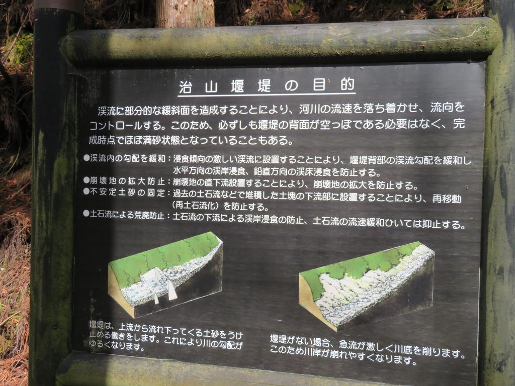 奥祖谷二重かずら橋/遊歩道の景色(堰堤の看板)