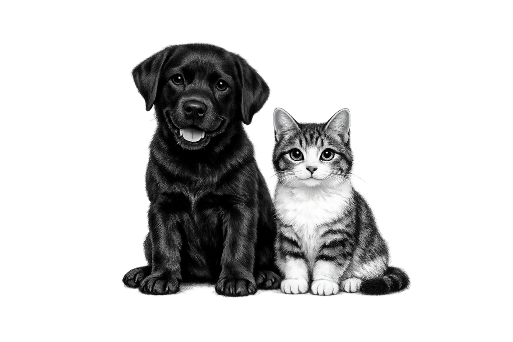 AIが生成した犬と猫のイラスト
