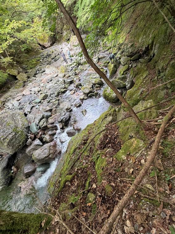 谷道川へ降りる崖
